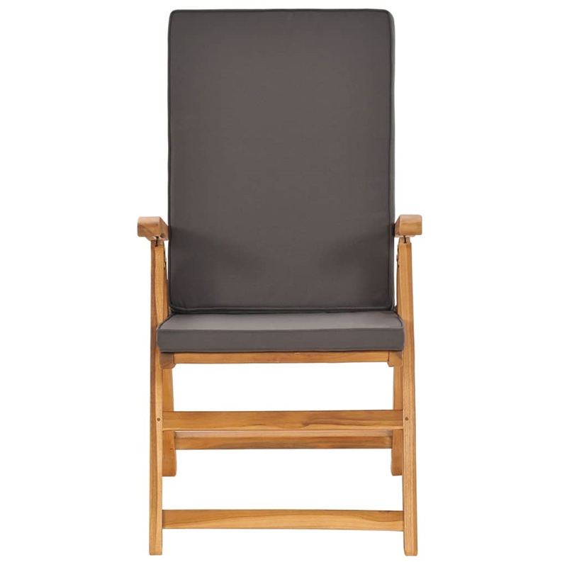 vidaXL Garden Dining Set in Gray Cushions/Natural Teak Wood