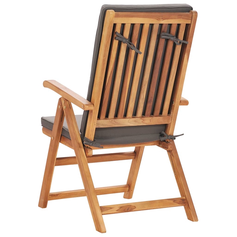 vidaXL Garden Dining Set in Gray Cushions/Natural Teak Wood