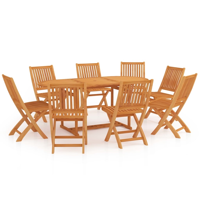 vidaXL Solid Teak Wood Medium Foldable Garden Dining Set in Warm Brown
