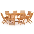 vidaXL Solid Teak Wood Medium Foldable Garden Dining Set in Warm Brown