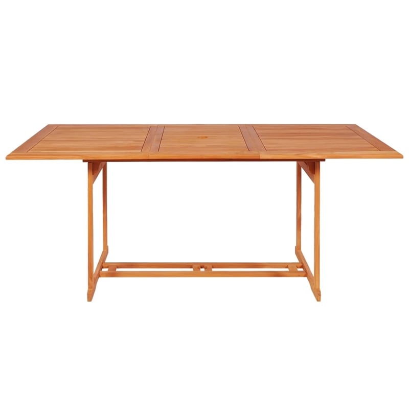 vidaXL Solid Teak Wood/Polyester Garden Dining Set in Gray/Natural Wood