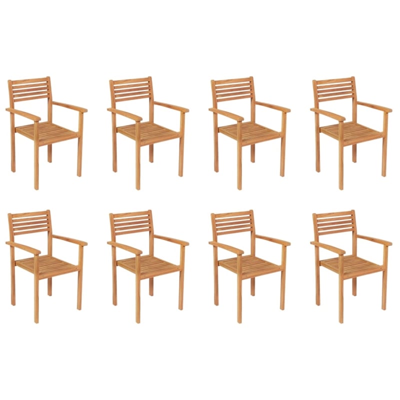 vidaXL Garden Dining Set in Warm Brown Solid Teak Wood Standard Stackable