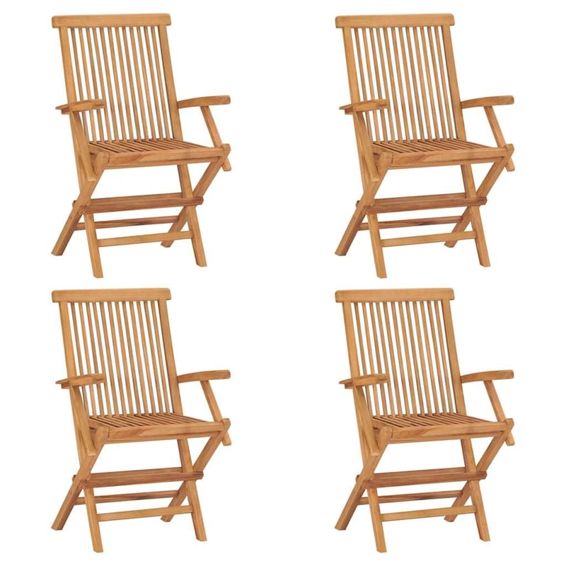 vidaXL Fine Sanded Teak Hardwood Medium Garden Dining Set in Warm Brown