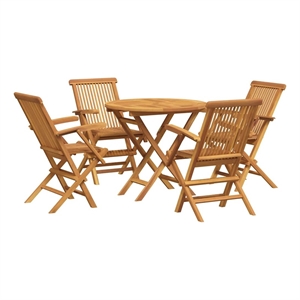 vidaXL Fine Sanded Teak Hardwood Medium Garden Dining Set in Warm Brown
