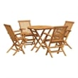 vidaXL Fine Sanded Teak Hardwood Medium Garden Dining Set in Warm Brown