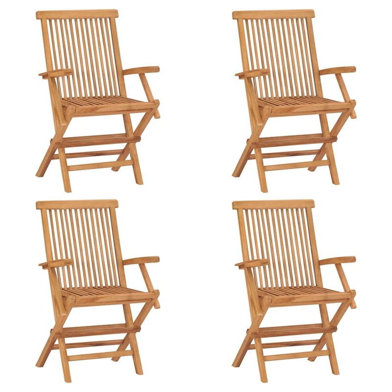 vidaXL Smooth Sanded Teak Hardwood Medium Garden Dining Set in Warm Brown