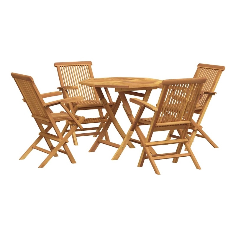 vidaXL Smooth Sanded Teak Hardwood Medium Garden Dining Set in Warm Brown