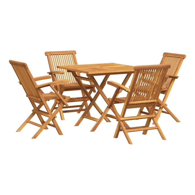 vidaXL Fine Sanded Teak Hardwood Garden Dining Set in Warm Brown