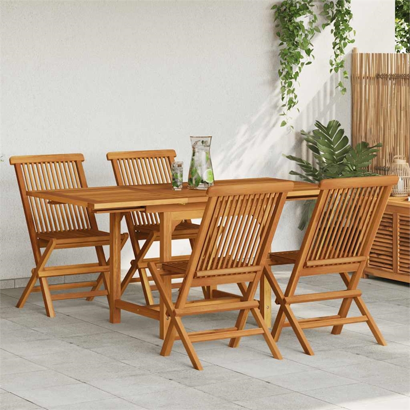 vidaXL Teak Wood Medium to Large Extendable Garden Dining Set in Warm Brown