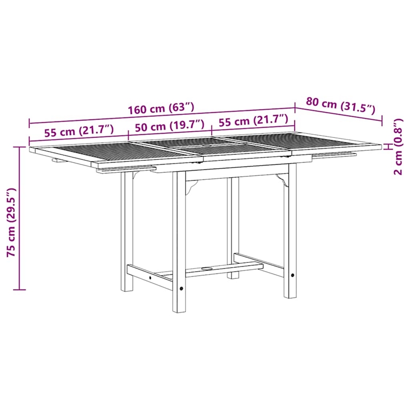vidaXL Teak Wood Medium to Large Extendable Garden Dining Set in Warm Brown