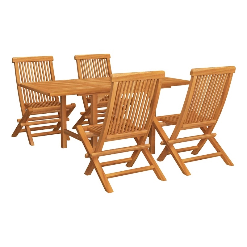 vidaXL Teak Wood Medium to Large Extendable Garden Dining Set in Warm Brown