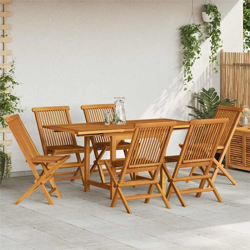 vidaXL Smooth Sanded Teak Hardwood Medium Garden Dining Set in Warm Brown