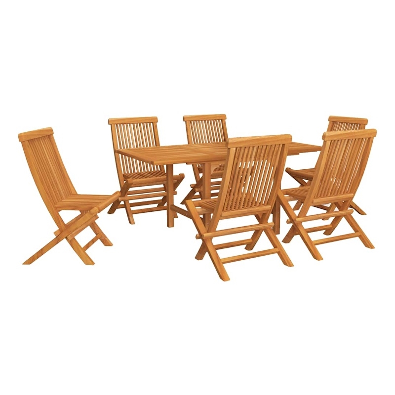 vidaXL Smooth Sanded Teak Hardwood Medium Garden Dining Set in Warm Brown