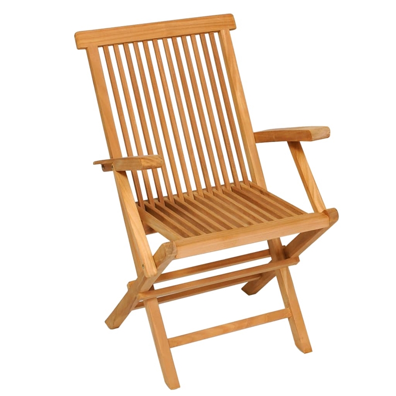 vidaXL Solid Teak Wood Medium Foldable Garden Dining Set in Warm Brown