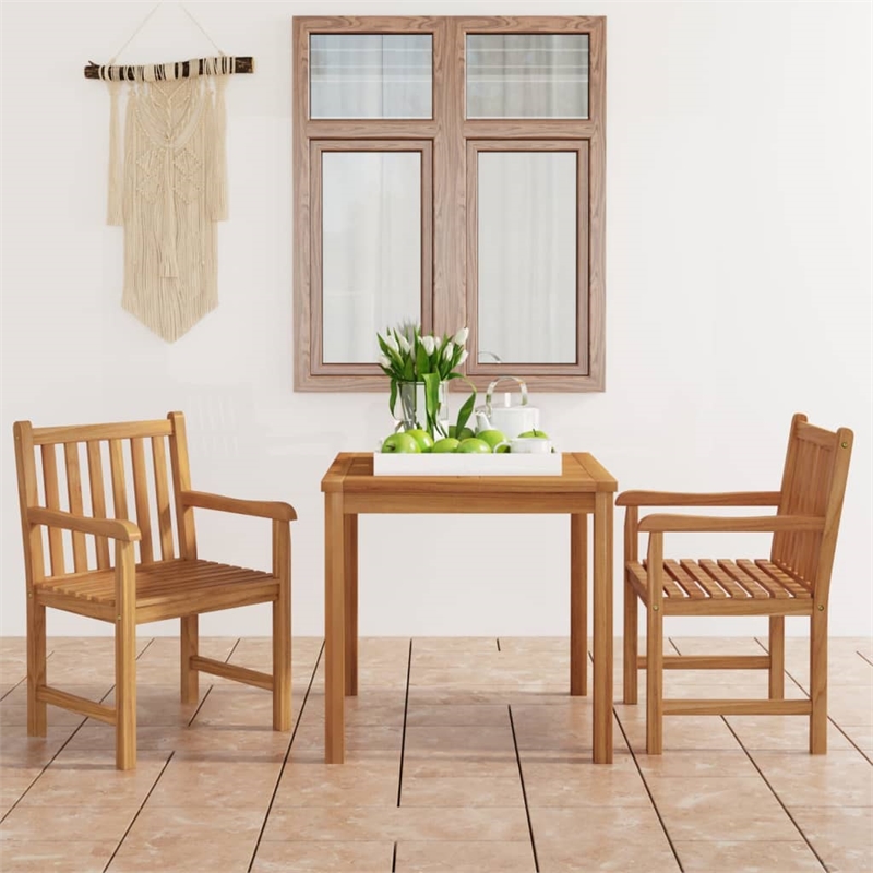 vidaXL Fine Sanded Teak Hardwood Medium Garden Dining Set in Warm Brown