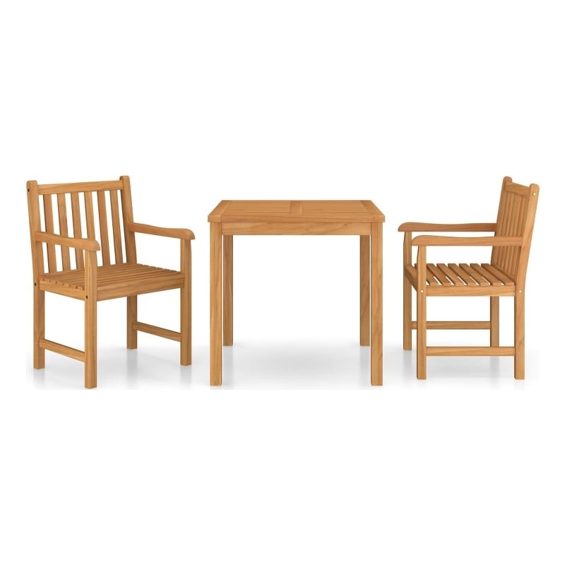 vidaXL Fine Sanded Teak Hardwood Medium Garden Dining Set in Warm Brown