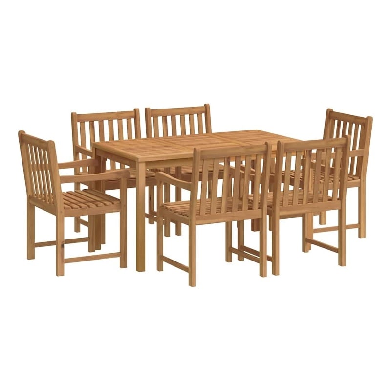vidaXL Fine Sanded Teak Hardwood Garden Dining Set in Natural Teak