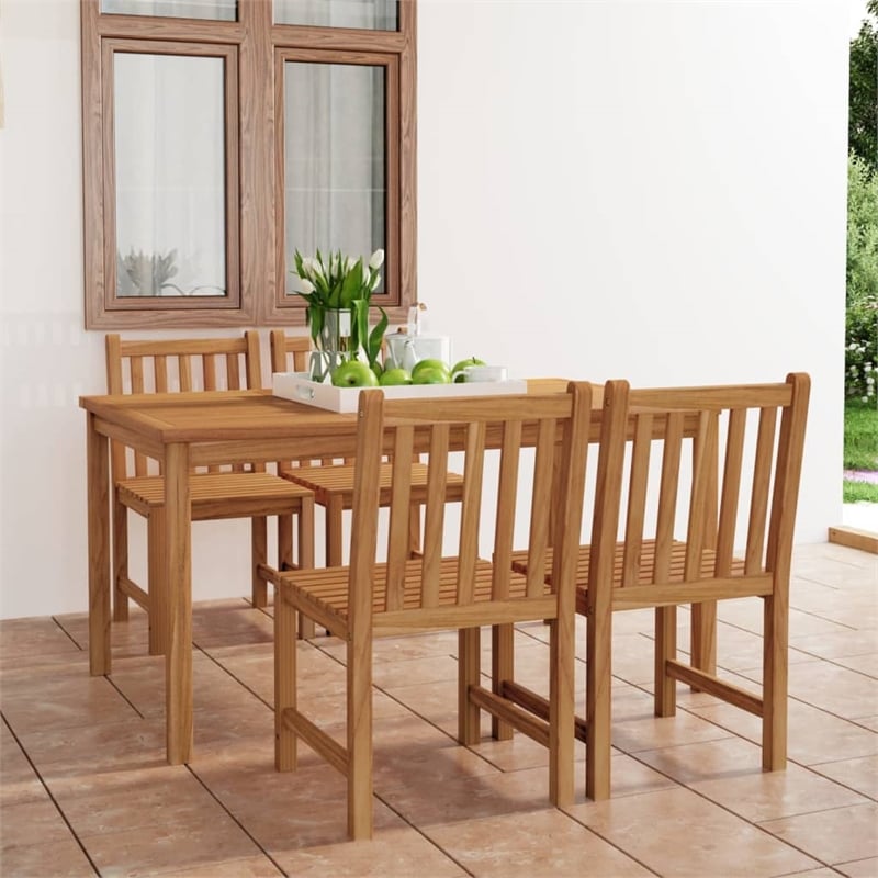 vidaXL Solid Teak Wood Garden Dining Set in Warm Natural Teak