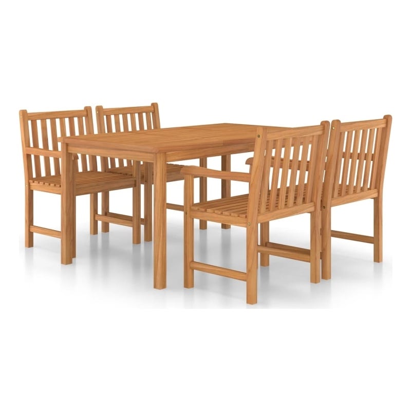 vidaXL Solid Teak Wood Medium Garden Dining Set in Warm Brown