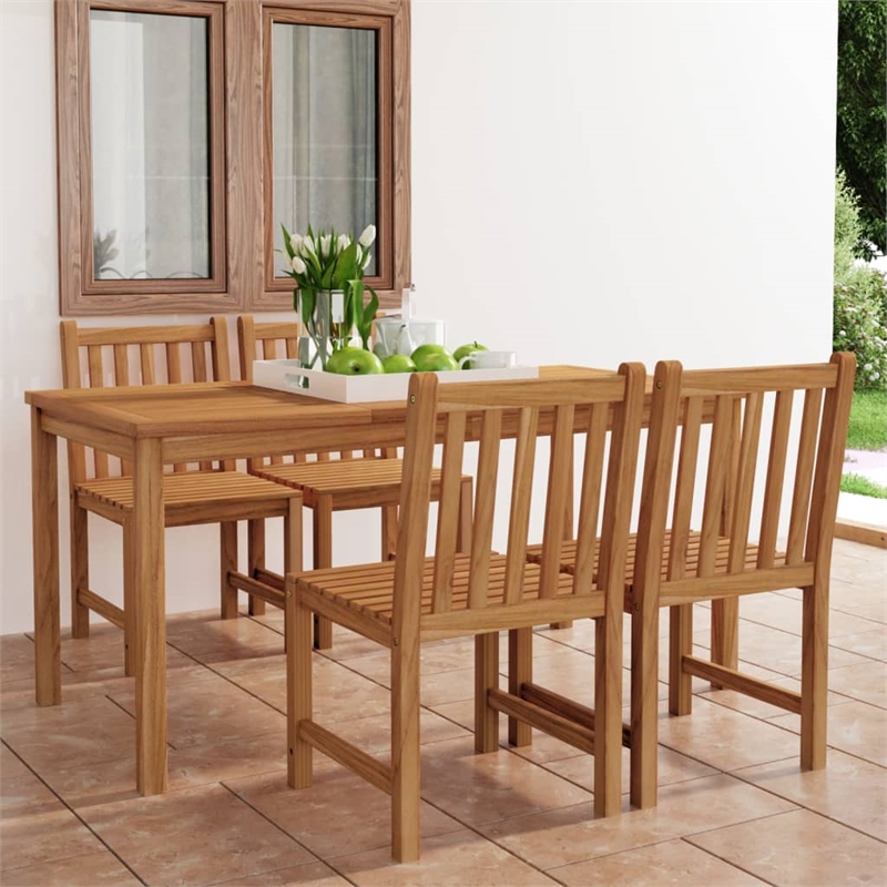 vidaXL Solid Teak Wood Medium Garden Dining Set in Teak Wood