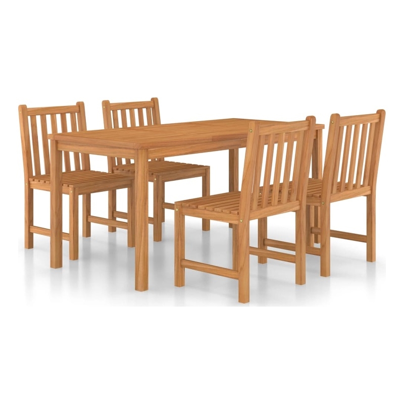 vidaXL Solid Teak Wood Medium Garden Dining Set in Teak Wood