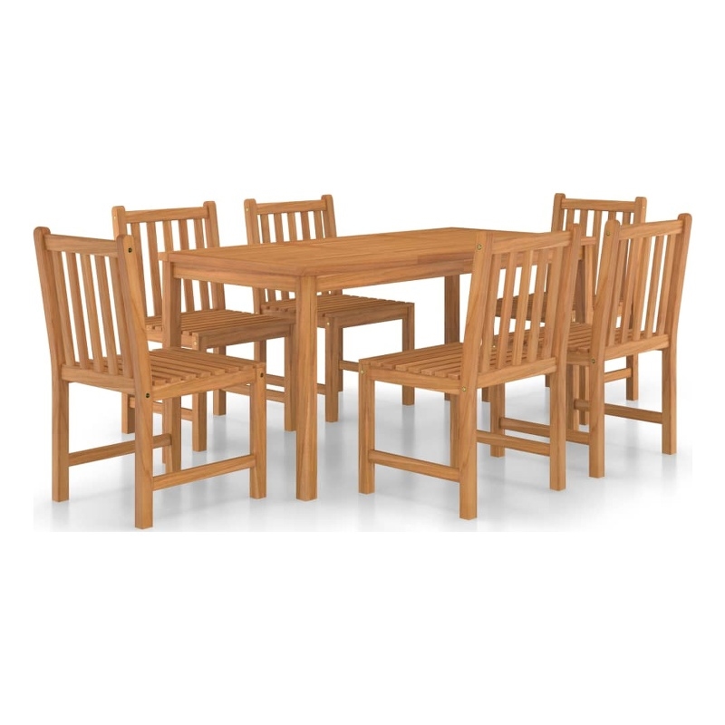 vidaXL Solid Teak Wood Standard Garden Dining Set in Warm Brown