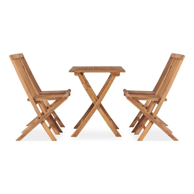 vidaXL Fine Sanded Teak Hardwood Medium Outdoor Dining Set in Natural Teak