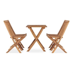 vidaXL Fine Sanded Teak Hardwood Medium Outdoor Dining Set in Natural Teak