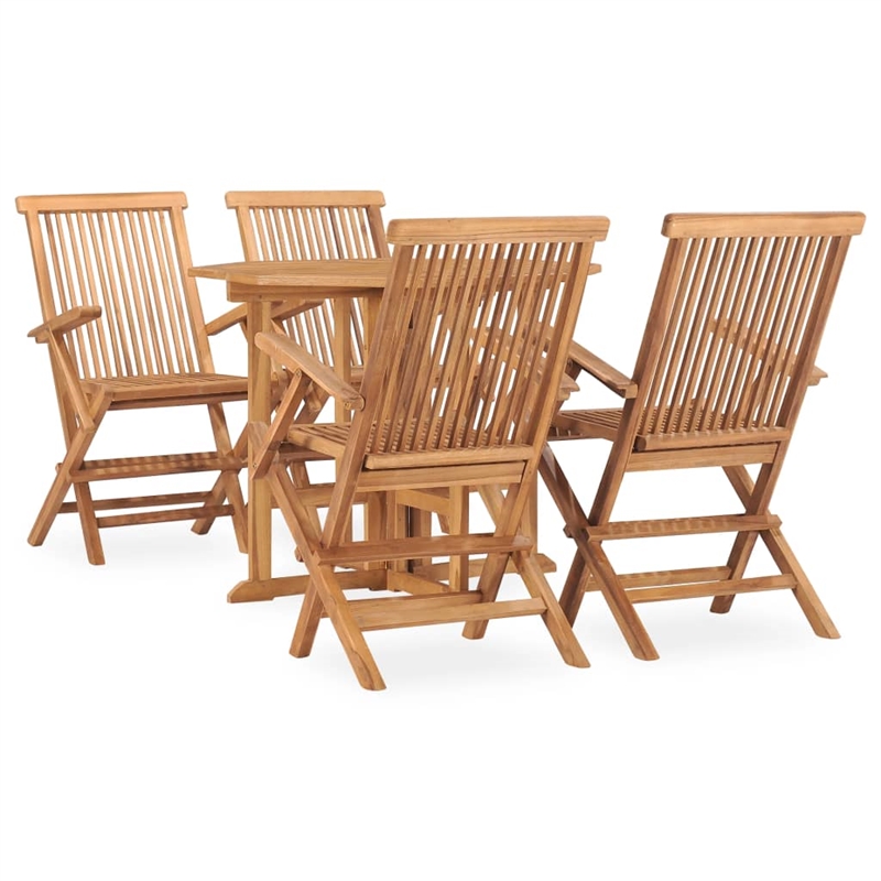 vidaXL 5 Piece Teak Wood Outdoor Dining Set in Natural Teak