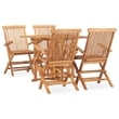 vidaXL 5 Piece Solid Teak Wood Foldable Outdoor Dining Set in Teak
