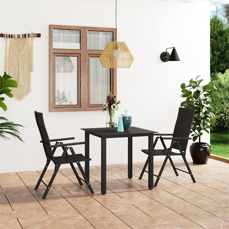 vidaXL PE Rattan Medium Foldable Outdoor Dining Set in Black