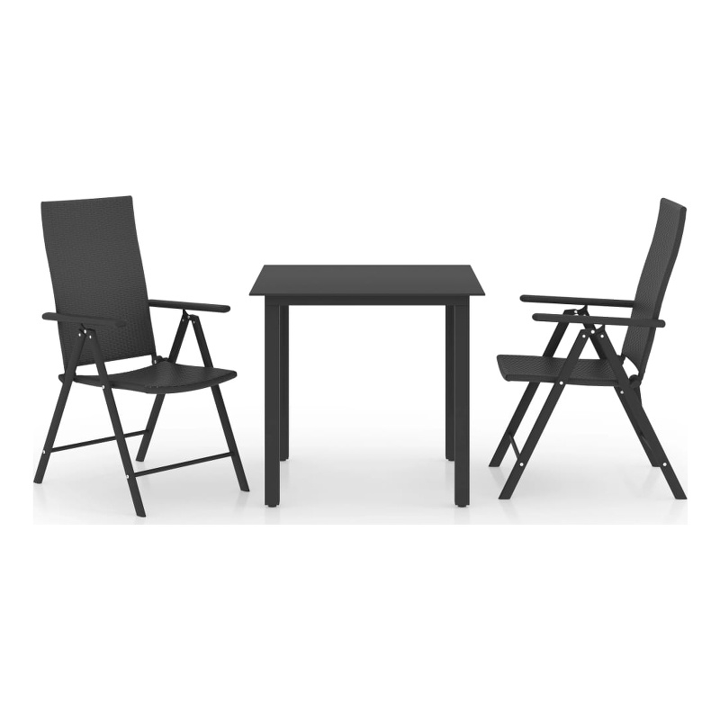 vidaXL PE Rattan Medium Foldable Outdoor Dining Set in Black