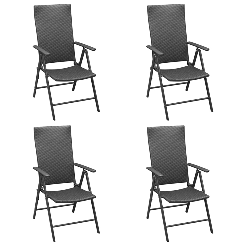 vidaXL 5 Piece PE Rattan Dining Set with Adjustable Armrests in Black