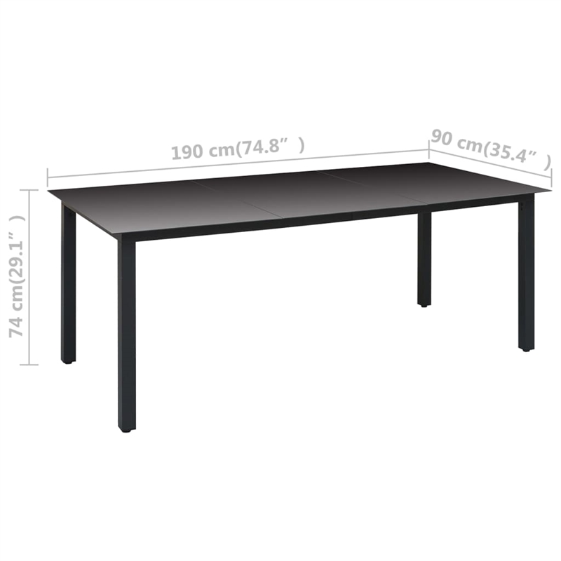 vidaXL Glass/Aluminum/PE Rattan Dining Set in Black