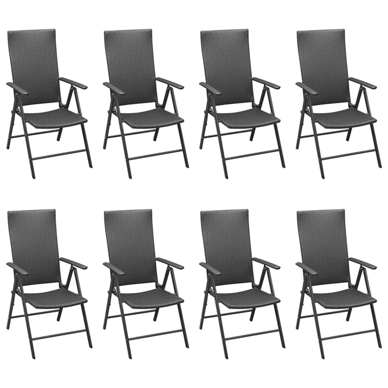 vidaXL Glass/Aluminum/PE Rattan Dining Set in Black