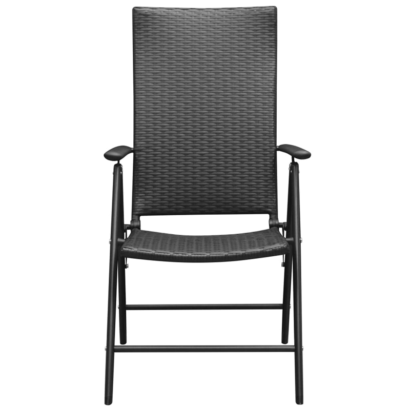 vidaXL Glass/Aluminum/PE Rattan Dining Set in Black