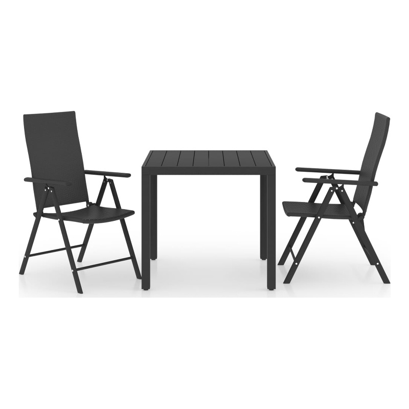 vidaXL Aluminum Medium Foldable Dining Set in Black