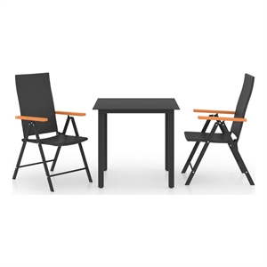 vidaXL PE Rattan/Aluminum Medium Dining Set in Black/Brown