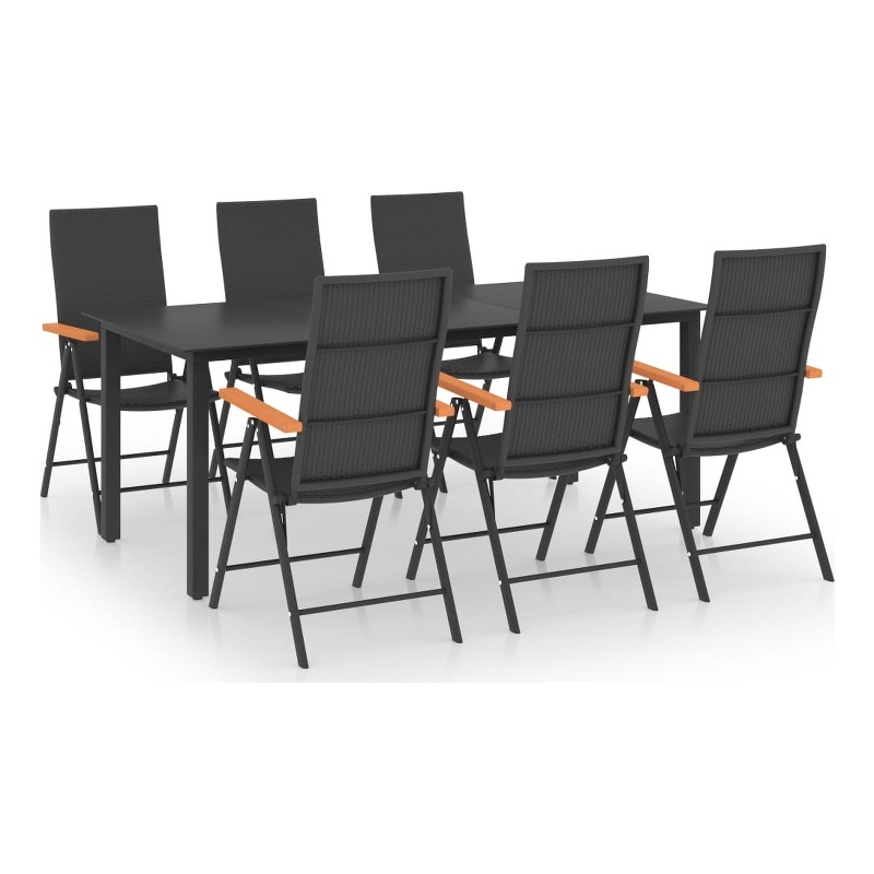 vidaXL PE Rattan/WPC/Glass/Aluminum Standard Dining Set in Black/Brown