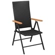 vidaXL PE Rattan/WPC/Aluminum/Glass Large Dining Set in Black/Brown
