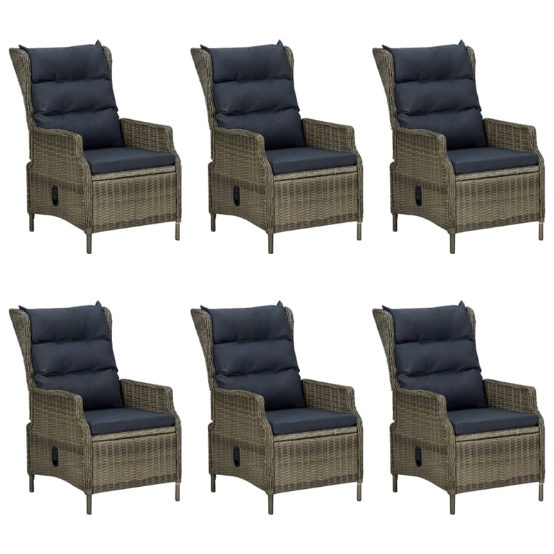 vidaXL 7 Piece Round PE Rattan Patio Dining Set in Brown