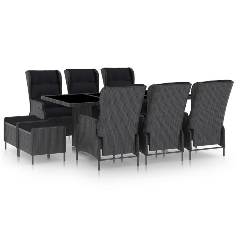 vidaXL 9 Piece Garden Outdoor Dining Set in Dark Gray