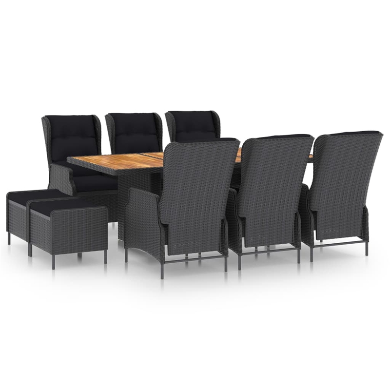 vidaXL 9 Piece Garden Outdoor Dining Set in Dark Gray