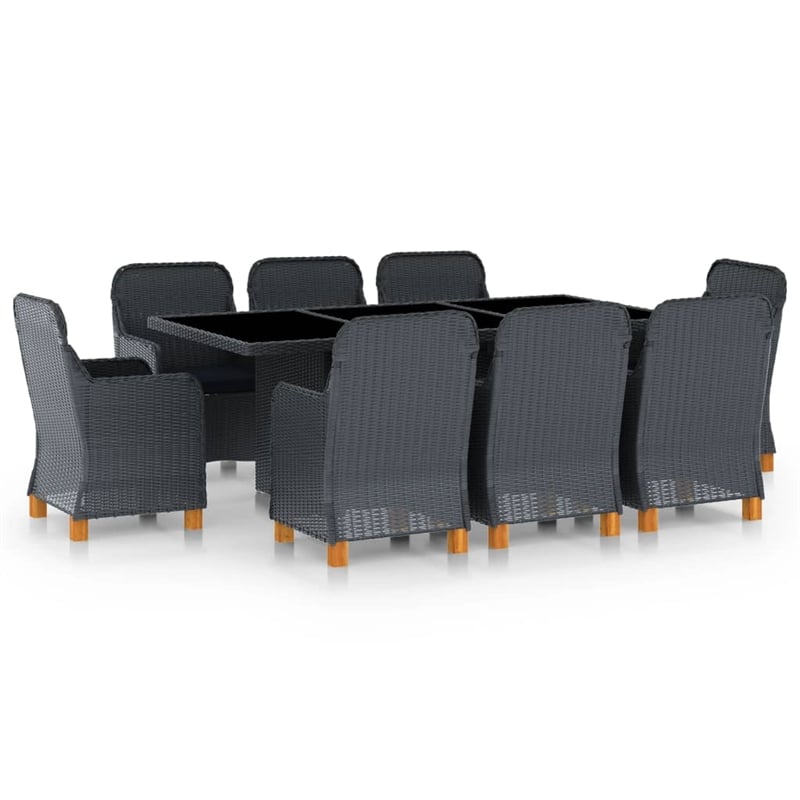 vidaXL 9 Piece Garden Outdoor Dining Set in Dark Gray
