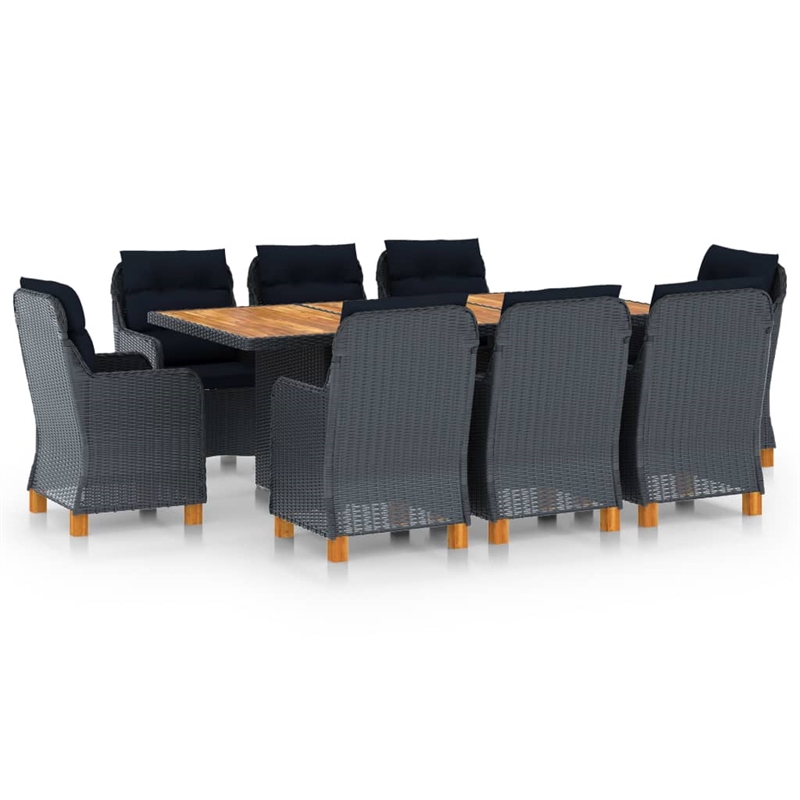 vidaXL 9 Piece Garden Outdoor Dining Set in Dark Gray