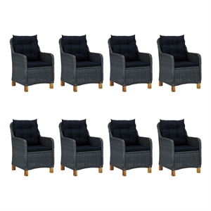 vidaXL 9 Piece Garden Outdoor Dining Set in Dark Gray