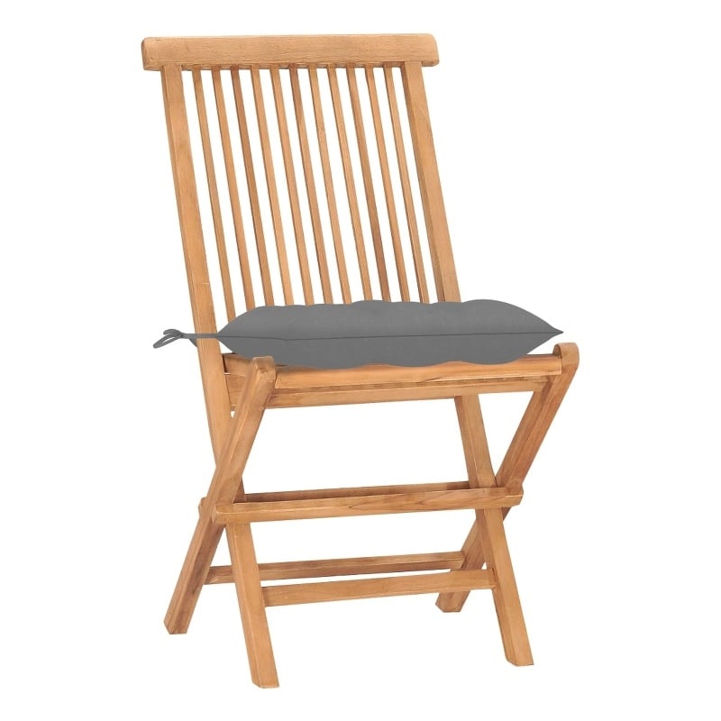 vidaXL Teak Wood Small Foldable Outdoor Dining Set in Gray