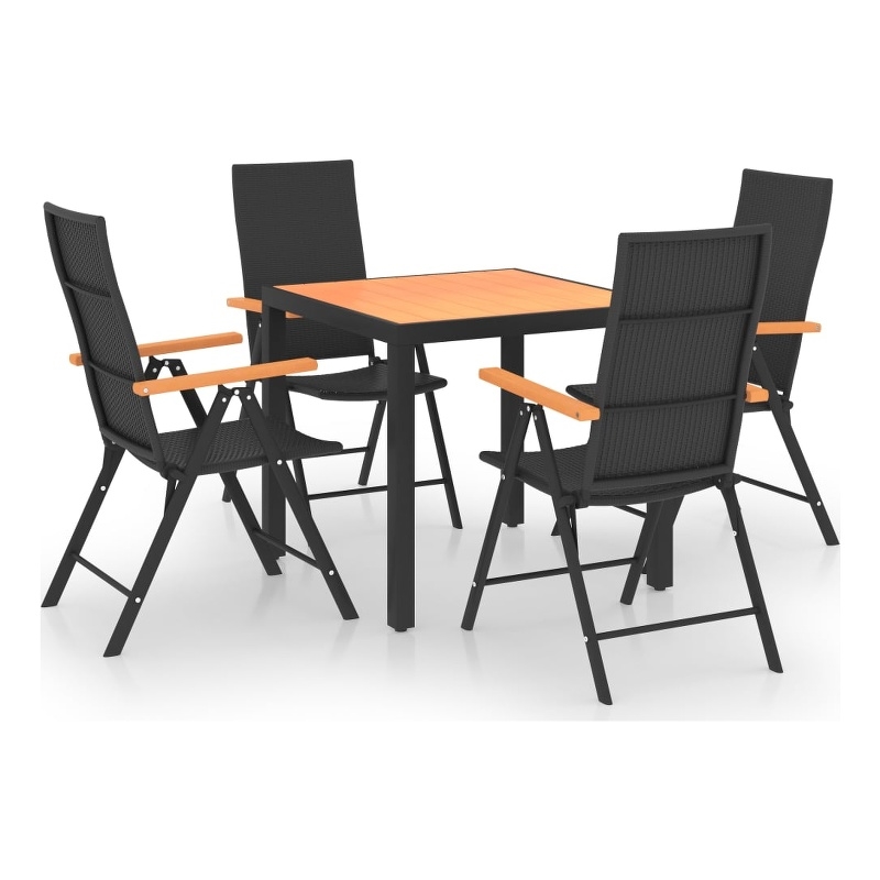 vidaXL PE Rattan Standard Durable Dining Set in Black/Brown