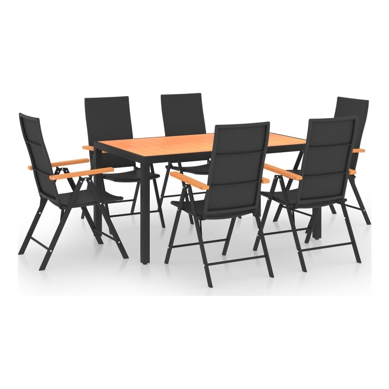 vidaXL PE Rattan/Aluminium Medium Dining Set in Black/Brown