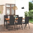 vidaXL Aluminum Frame/PE Rattan Large Dining Set in Black/Brown